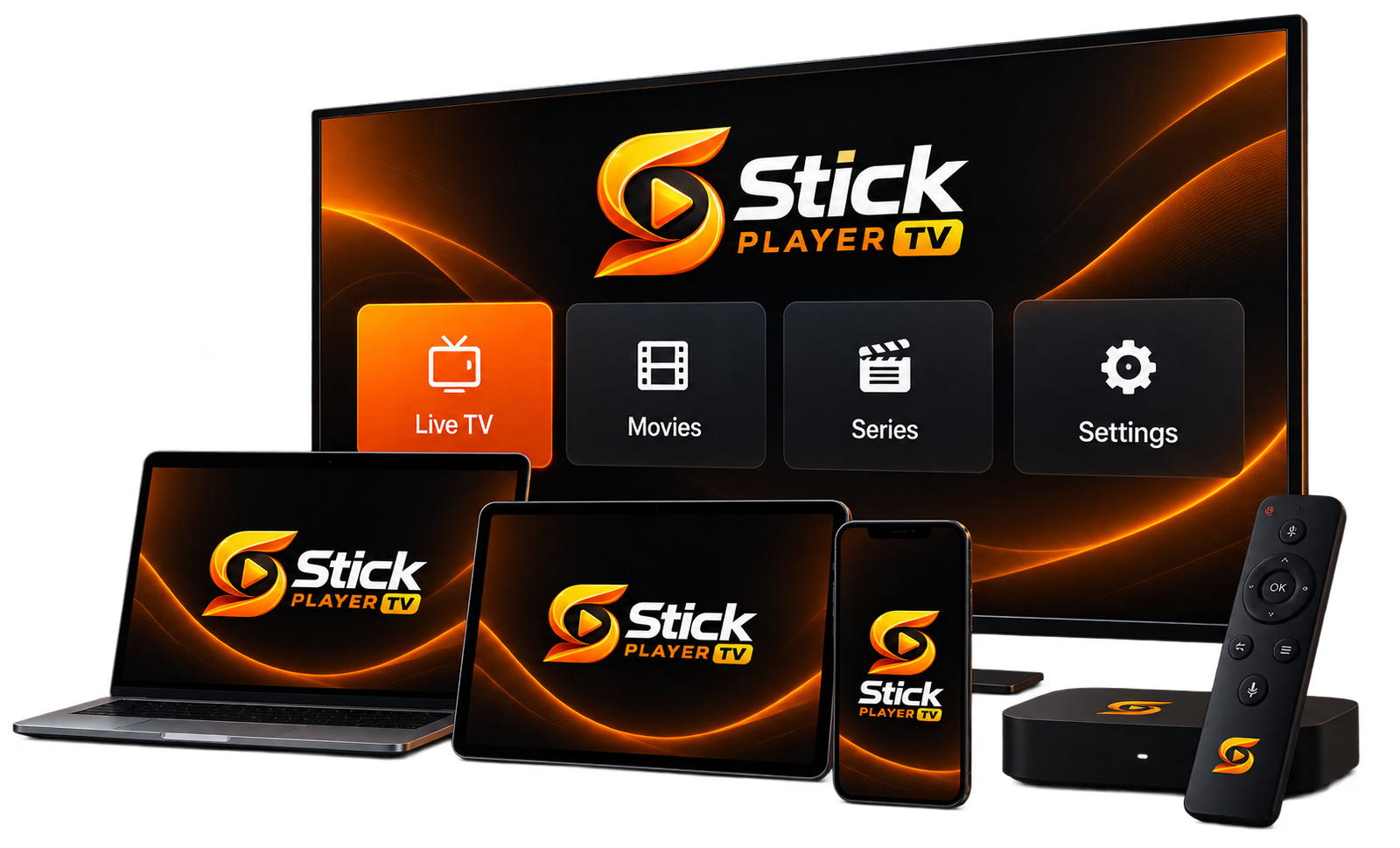 Stick Player TV on Smart TV, Fire TV, Tablet, Laptop, and Smartphone